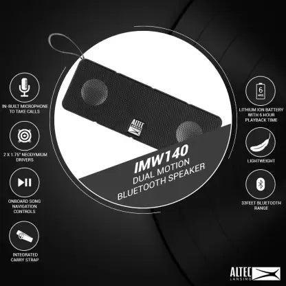 ALTEC LANSING IMW140 Dual Motion 8 W Portable Bluetooth Speaker ALTEC LANSING IMW140 Dual Motion 8 W Portable Bluetooth Speaker